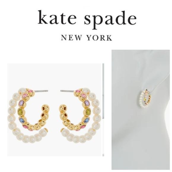 kate spade Jewelry - Kate Spade Pearl Caviar Double Huggies